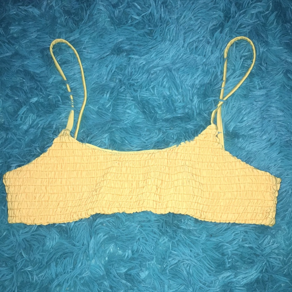 Yellow ribbed swim top